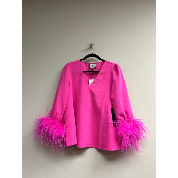 TUCKERNUCK Hot Pink Feather Easton Blouse M - NWT - Picture 4 of 5